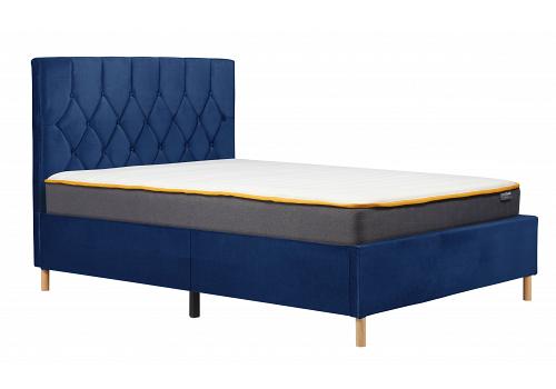 4ft Small Double Loxey Velvet velour Blue fabric bed frame 1